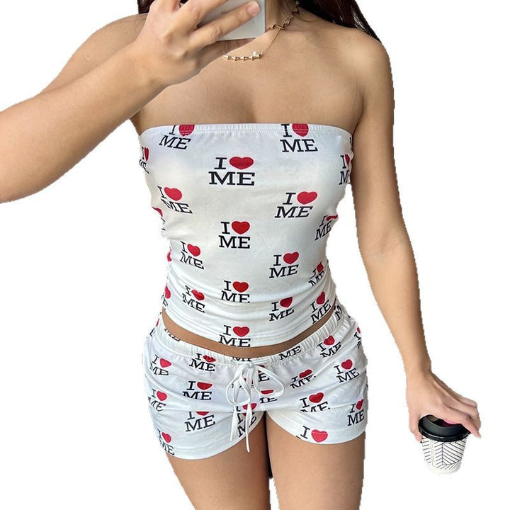 Damen lässige Druckhose mit elastischem Bund Drune