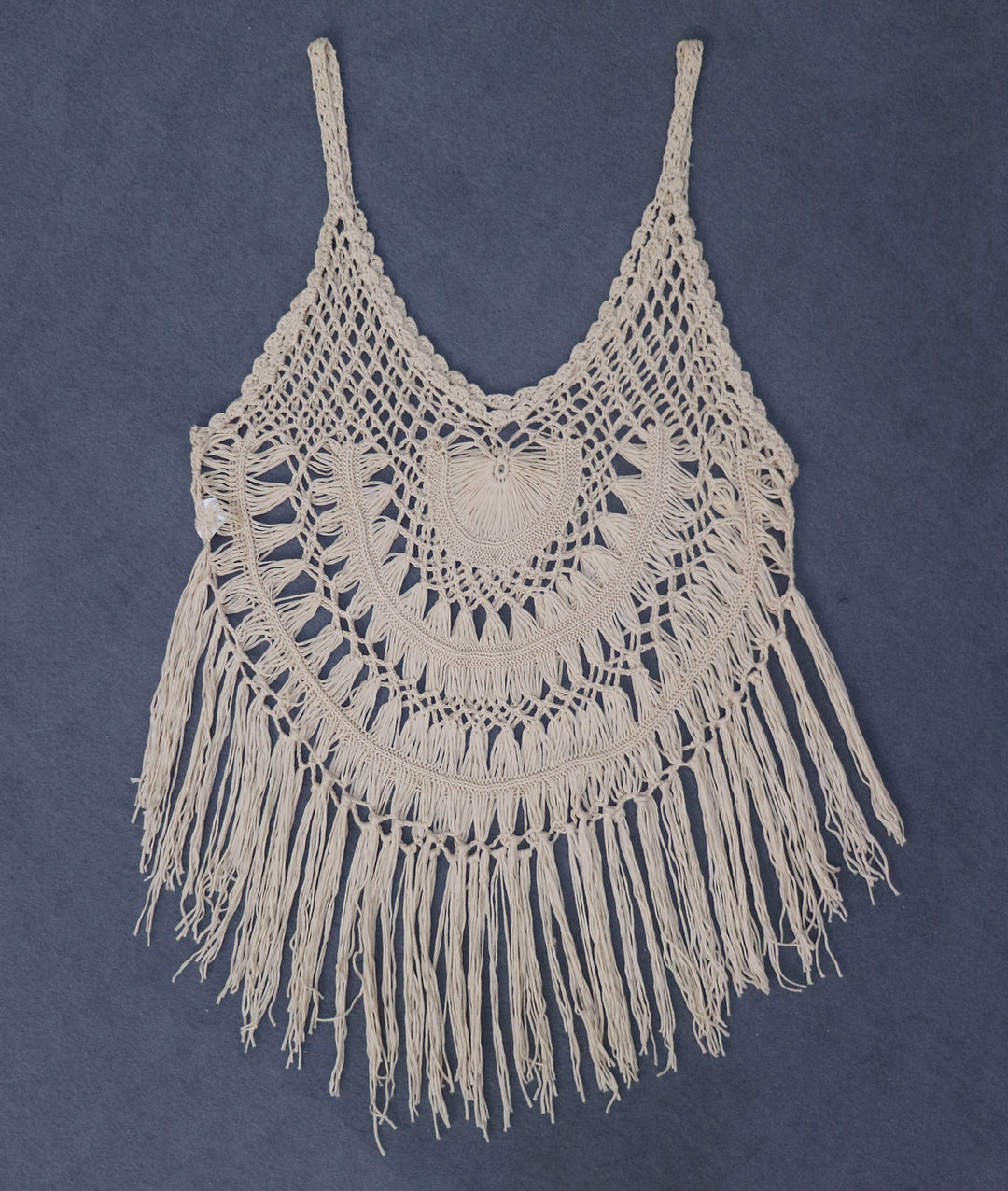Damen gehäkelter Strandponcho mit Fransen Drune