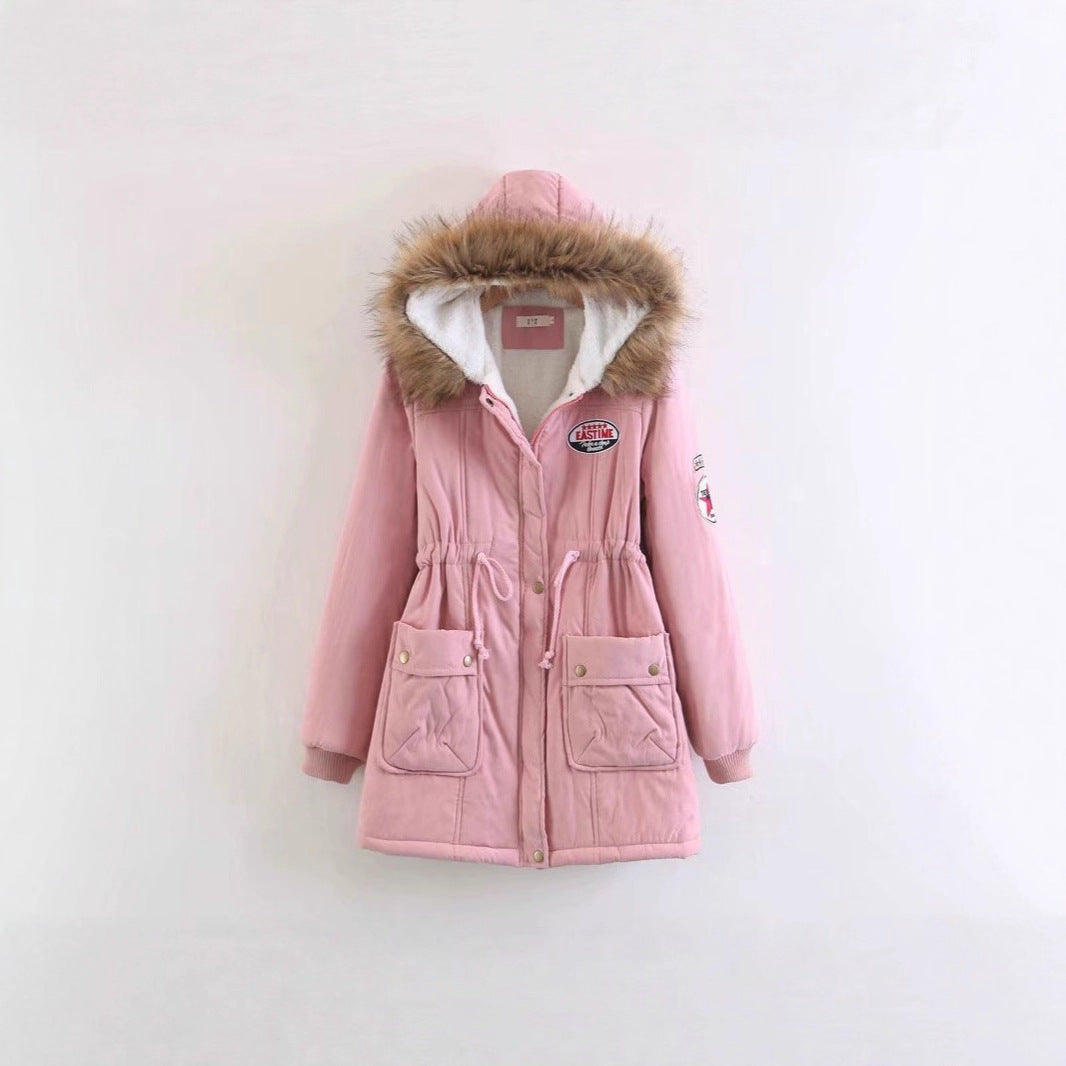 Damen Langer Utility-Parka mit Teddyfutter, Kapuze mit Kunstfell und Kordelzug Drune