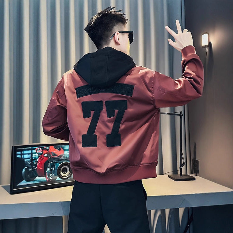 Herren Modische Kapuzenjacke mit buntem Druck Drune