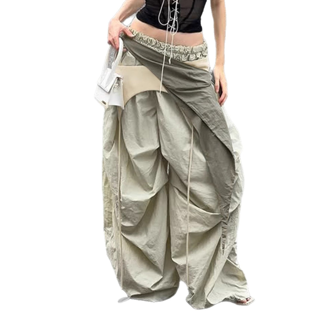 Damen Weite Haremshose mit drapiertem Wickelband und elastischem Smokbund Drune