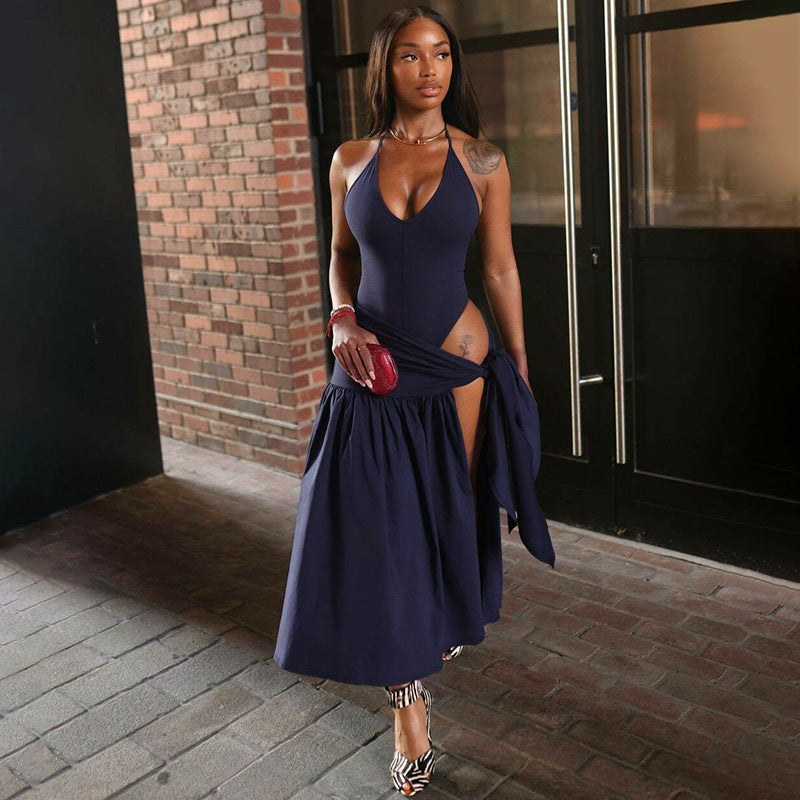 Damen Maxi-Kleid mit elegantem Wickeldesign und seitlichem Schlitz Drune