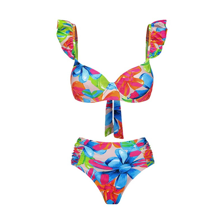Damen Einteiler Badeanzug mit raffinierten Cut-Out-Details und floralem Design Drune