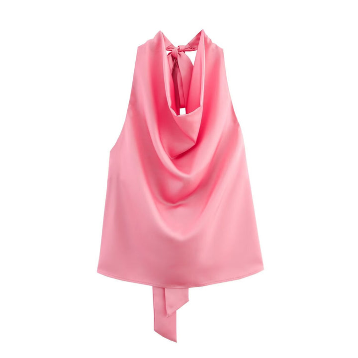 Damen Edles Haltertop mit fließendem Schnitt und eleganter Rückenbinde Drune