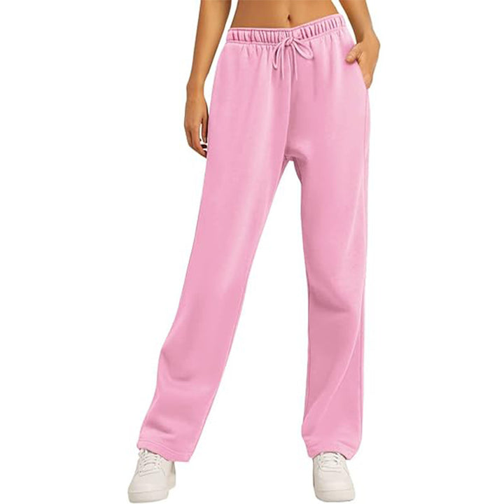 Damen nan hochwertige Relax-Hose mit hoher Taille, geradem Bein und integrierten Eingrifftaschen Drune