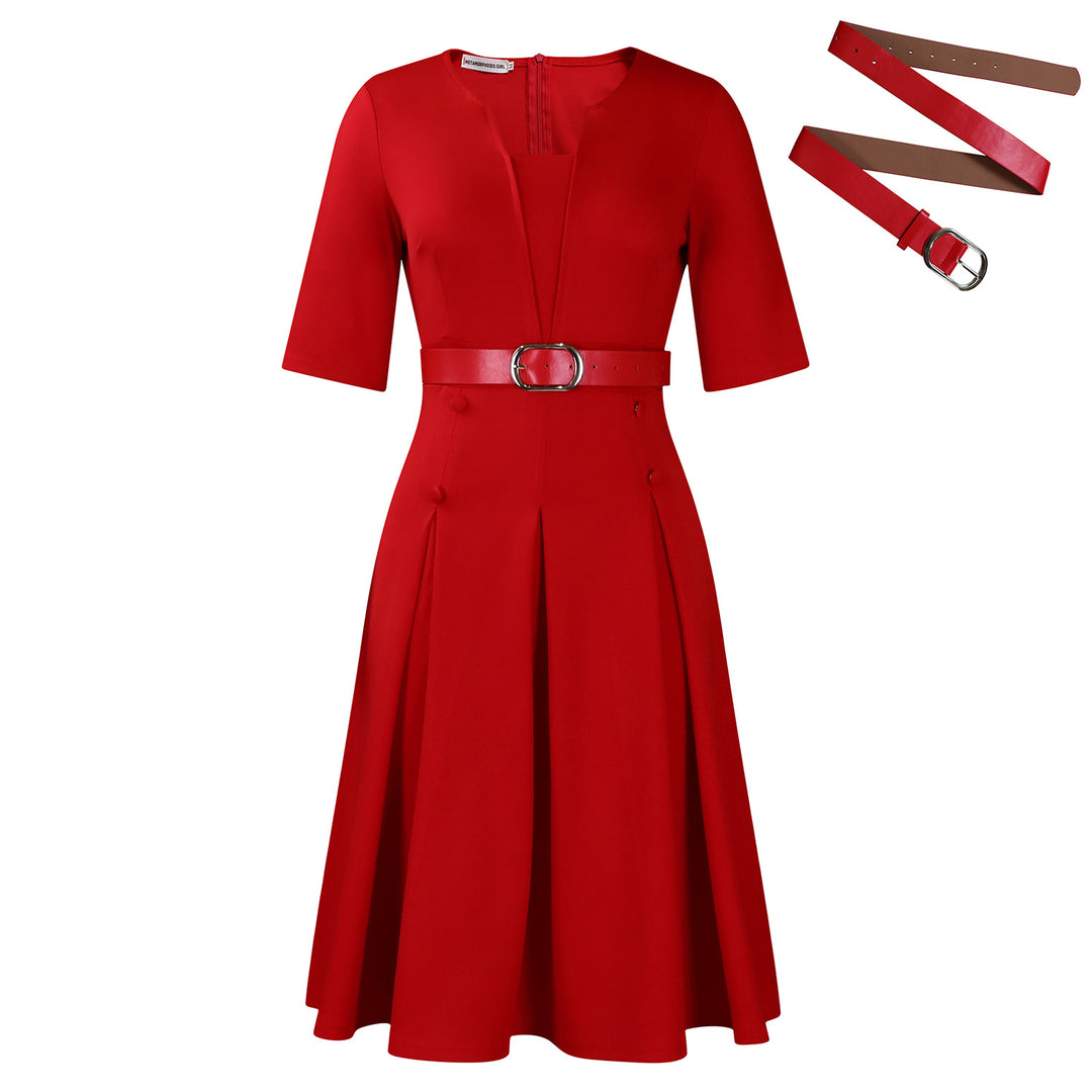 Damen Kleid mit elegantem schwingenden Rock und tailliertem Oberteil Drune