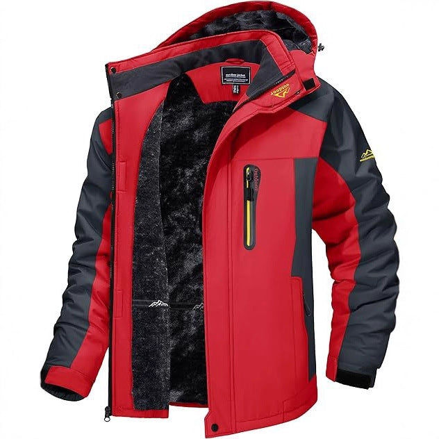 Herren nan wind- und wasserdichte Winter-Skijacke mit abnehmbarer Kapuze Thermofutter und verschweißten Nähten Drune