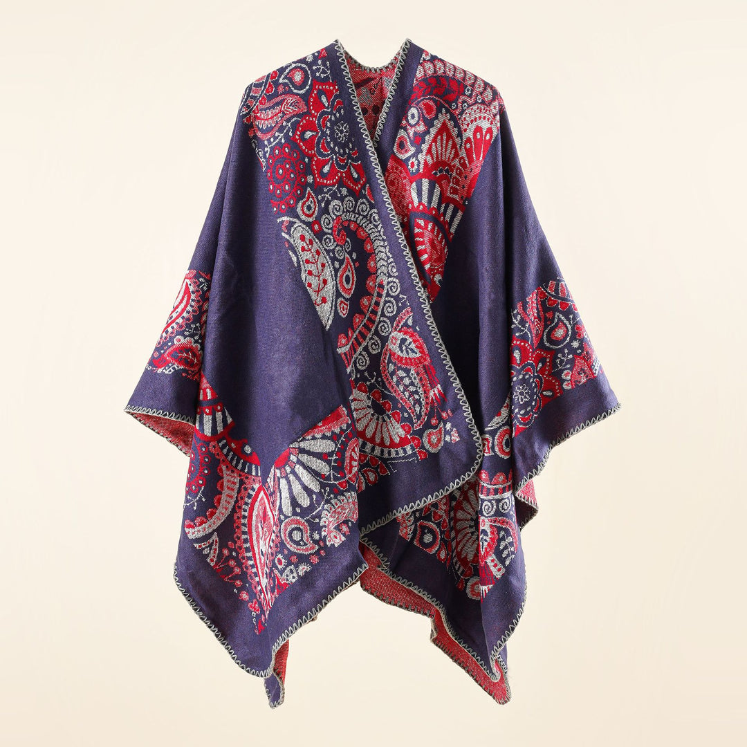 Damen Jacquard-Überwurf mit Paisley-Muster und offenem Kimono-Fall Drune