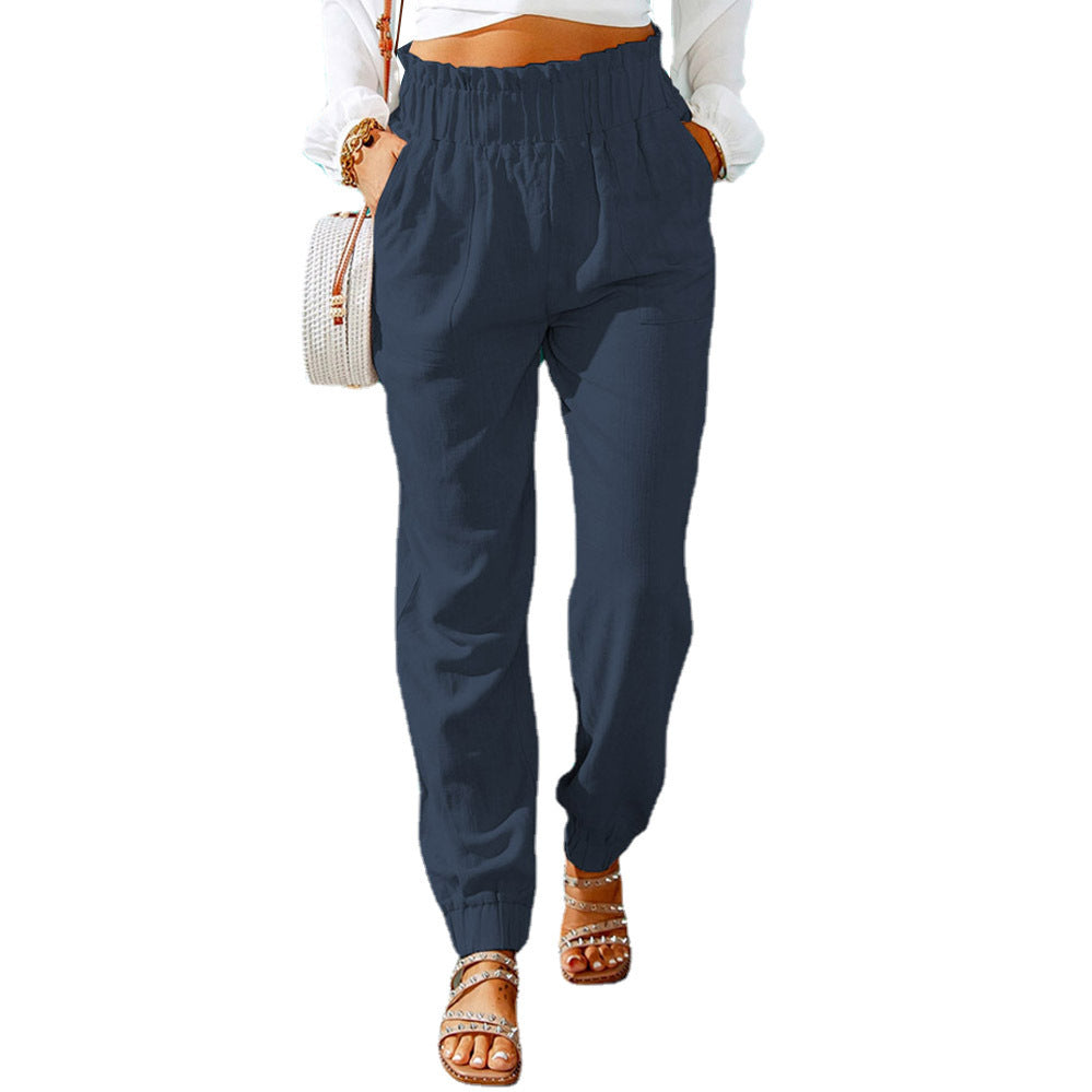 Damen Luftige Baumwollhose mit elastischem Bund und praktischen Taschen Drune