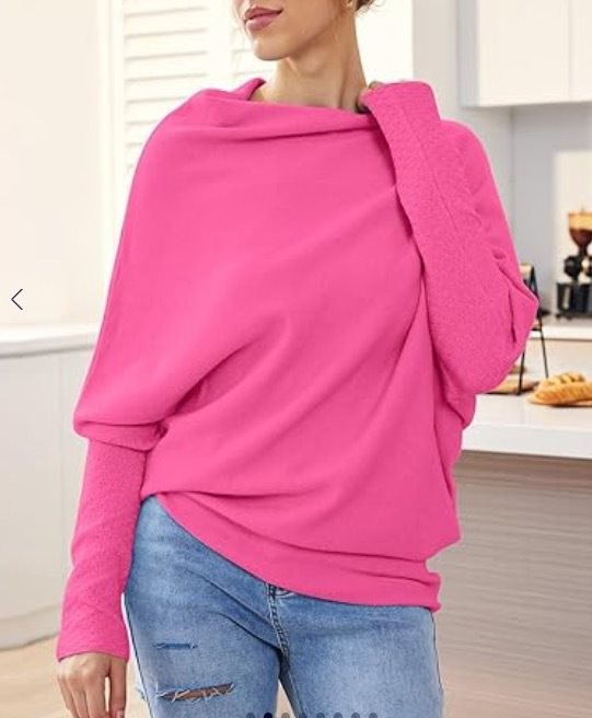 Damen lässiger Oversized Pullover mit Schulterfreies Design Drune