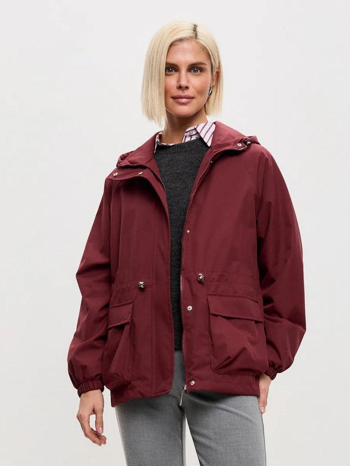 Damen praktische und stylische Outdoor-Jacke mit verstellbarem Bund Drune