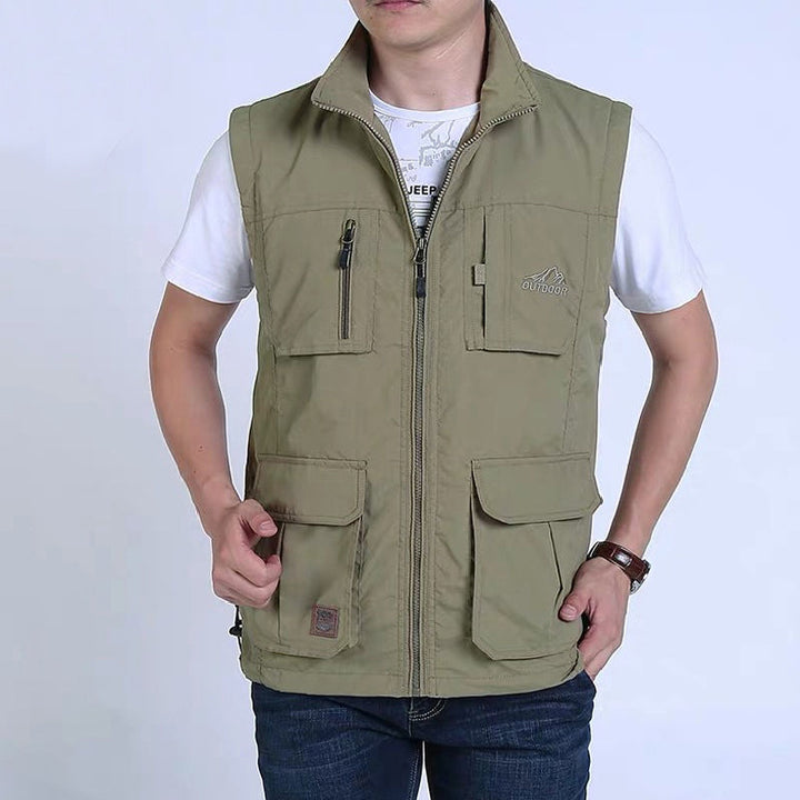 Herren Multifunktionale Outdoor‑Weste mit Mesh‑Futter, Mehrfach‑Taschen und verstellbarem Saum Drune