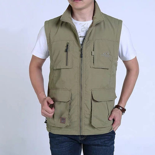 Herren Multifunktionale Outdoor‑Weste mit Mesh‑Futter, Mehrfach‑Taschen und verstellbarem Saum Drune