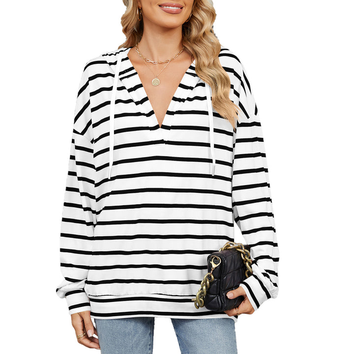 Damen Kapuzenpullover mit modischem Streifenmuster und lässiger Passform Drune