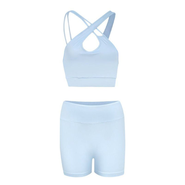 Damen Sportliches Set aus bügelfreiem Stretch-Material mit Racerback-Oberteil und bequemen Shorts Drune