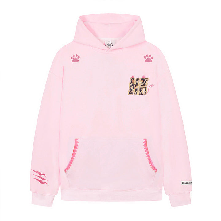 Damen Oversize-Kapuzenpullover mit Kängurutasche, Tier‑Patch und Zierstickerei Drune