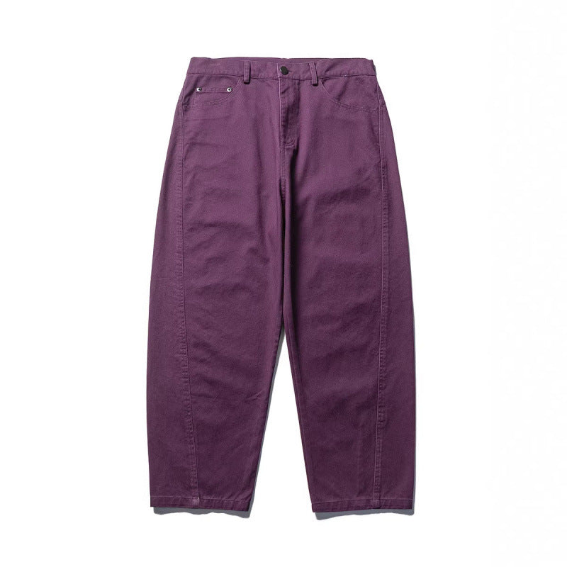 Herren Konisch geschnittene Twill-Hose mit hoher Taille und fünf Taschen Drune