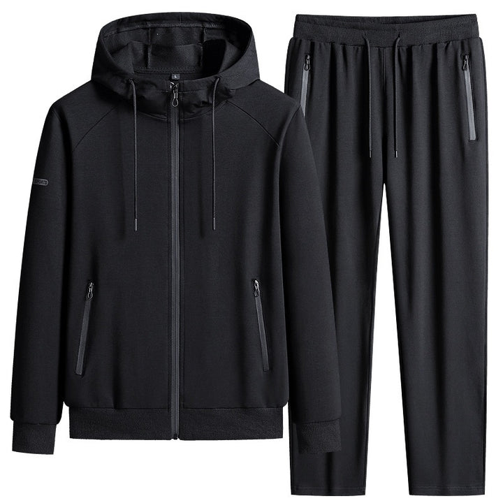 Herren Sportlicher Softshell-Trainingsanzug-Set mit fleecegefütterter Jacke und tapered Jogginghose Drune