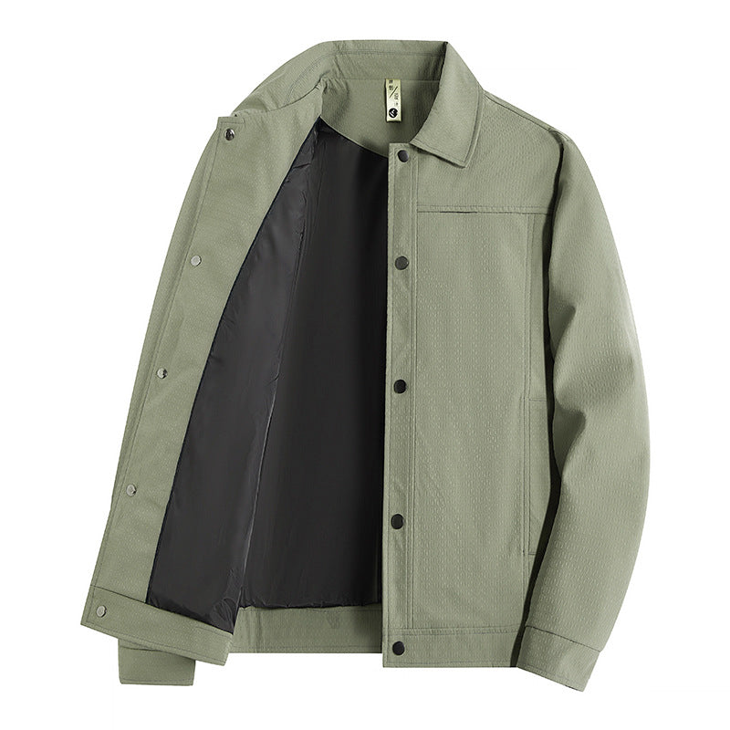 Herren Leichte Übergangsjacke im Worker-Stil mit mikrostrukturierter Twill-Optik und Druckknopfleiste Drune