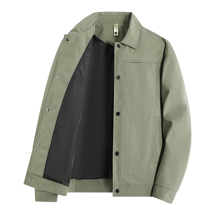 Herren Leichte Übergangsjacke im Worker-Stil mit mikrostrukturierter Twill-Optik und Druckknopfleiste Drune