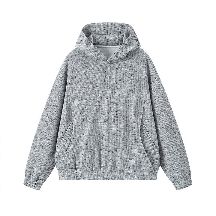 Damen Modischer Kapuzenpullover mit Knopfdetails Drune