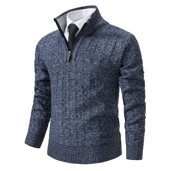 Herren modischer Strickpullover mit Reißverschluss und hohem Kragen Drune