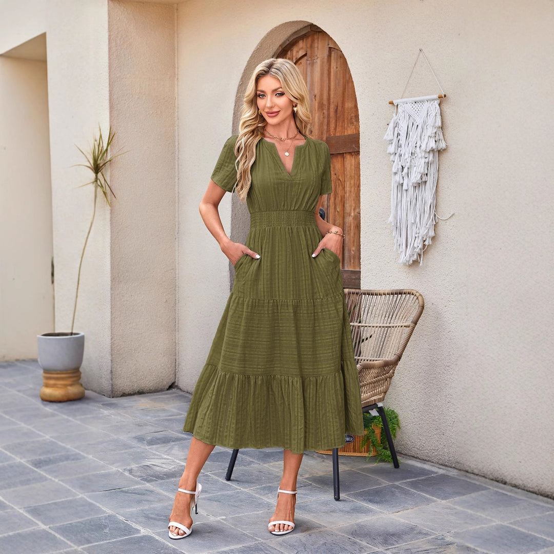 Damen Maxi-Kleid aus leichtem, gestreiftem Stoff Drune