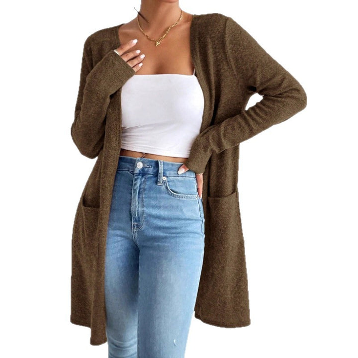 Damen nan offener Longcardigan mit aufgesetzten Taschen und weichem Feinstrick Drune