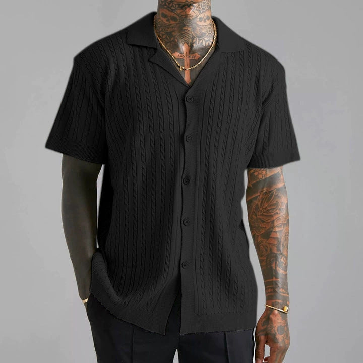 Herren Strickhemd mit strukturiertem Muster Drune