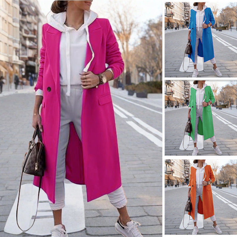 Damen eleganter trenchcoat mit Kapuze Drune