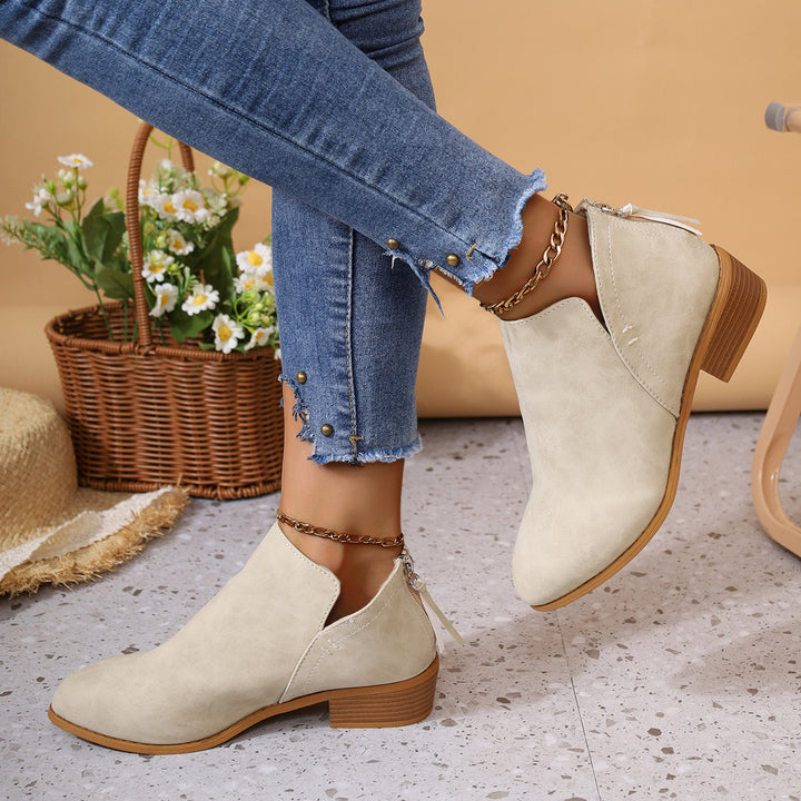 Damen elegante Stiefeletten mit modischem Slip-On Design und komfortablem Blockabsatz Drune