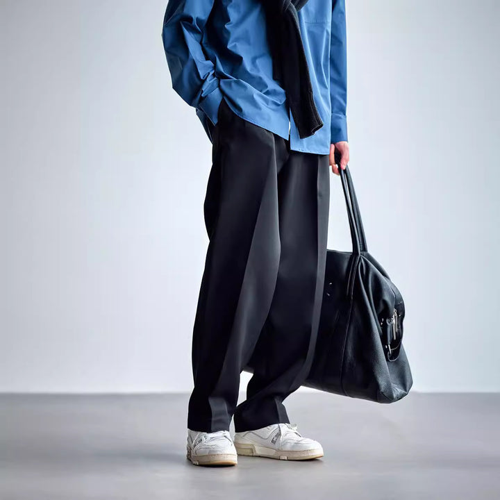 Herren Weite Chino-Hose mit Bundfalten und lockerem Schnitt Drune