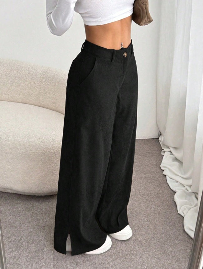 Damen Weite High-Waist Hose Drune