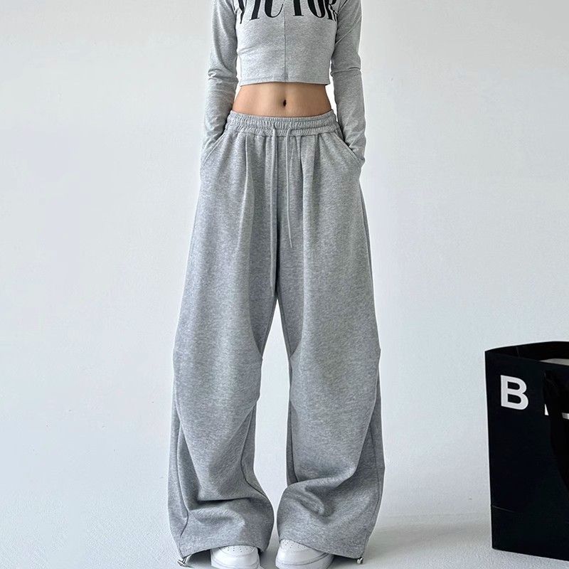Damen nan weite Jogginghose mit extra weitem Bein und Kordelzugbund aus French Terry Drune