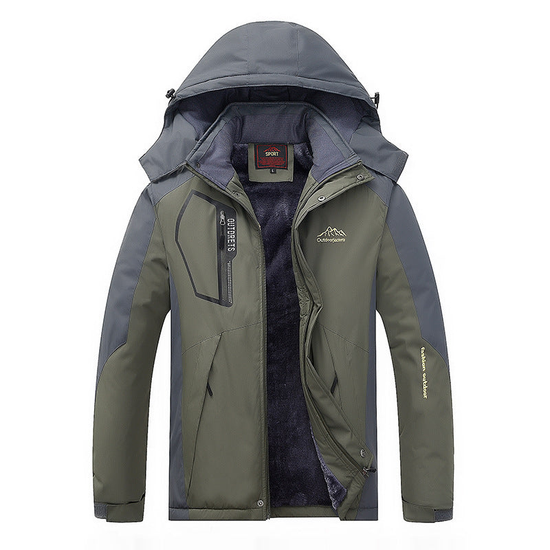 Herren technische Outdoorjacke mit herausnehmbarer Fleece‑Innenjacke und abnehmbarer Kapuze Drune