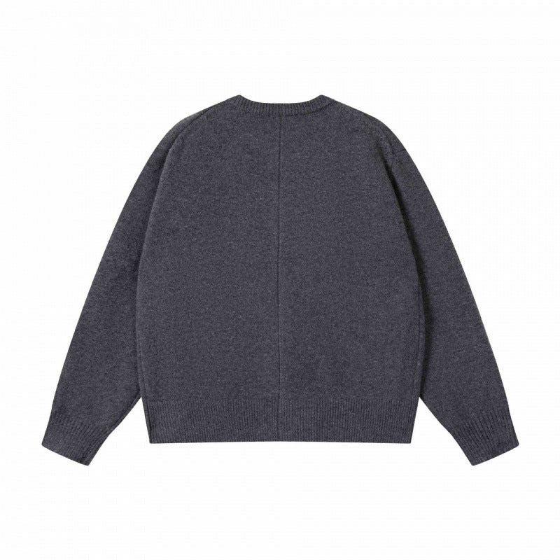 Unisex Boxiger Feinstrick-Cardigan mit Rundhals und durchgehender Knopfleiste Drune
