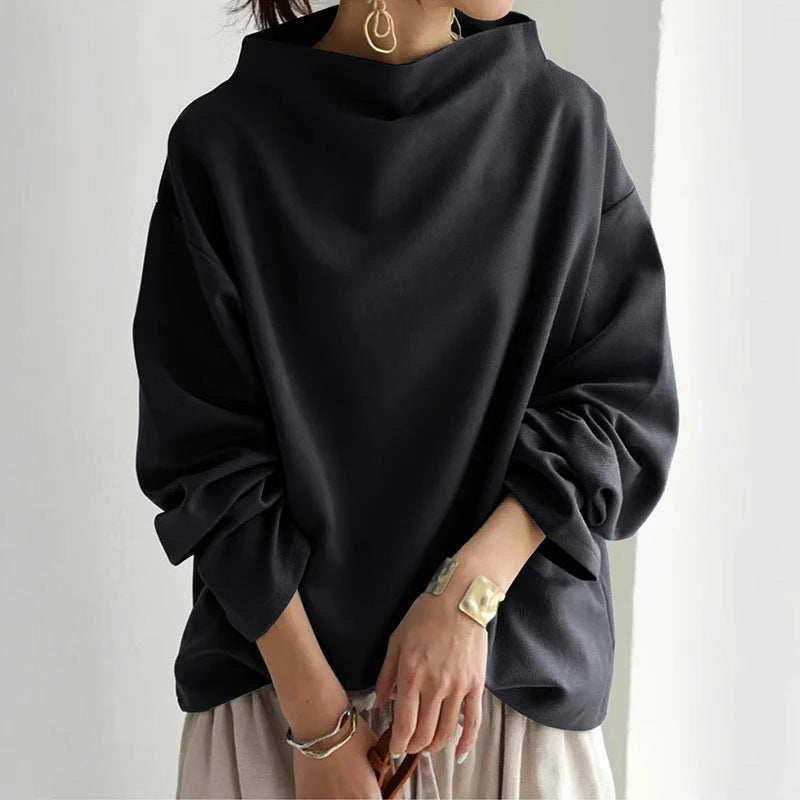 Frauen Oversize Bluse mit weitem Bootsausschnitt und Ballonärmeln Drune