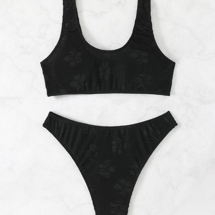 Damen Bikini-Set mit strukturierter Oberfläche und tiefem Halsausschnitt Drune
