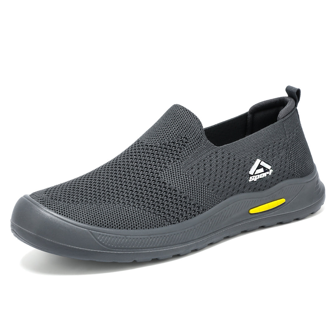 Herren nan atmungsaktiver Slip-On Arbeitsschuh mit nahtlosem Strickoberteil, stoßdämpfender EVA-Zwischensohle und rutschfester Gummilaufsohle Drune