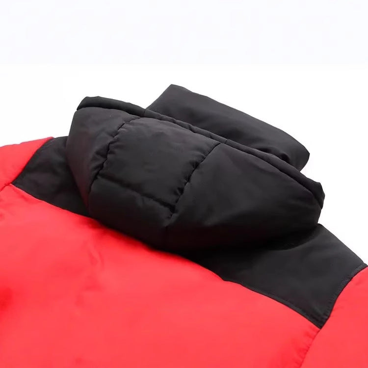 Damen nan boxy wattierte Kurzsteppjacke mit Kapuze hohem Stehkragen und Tunnelzug Drune