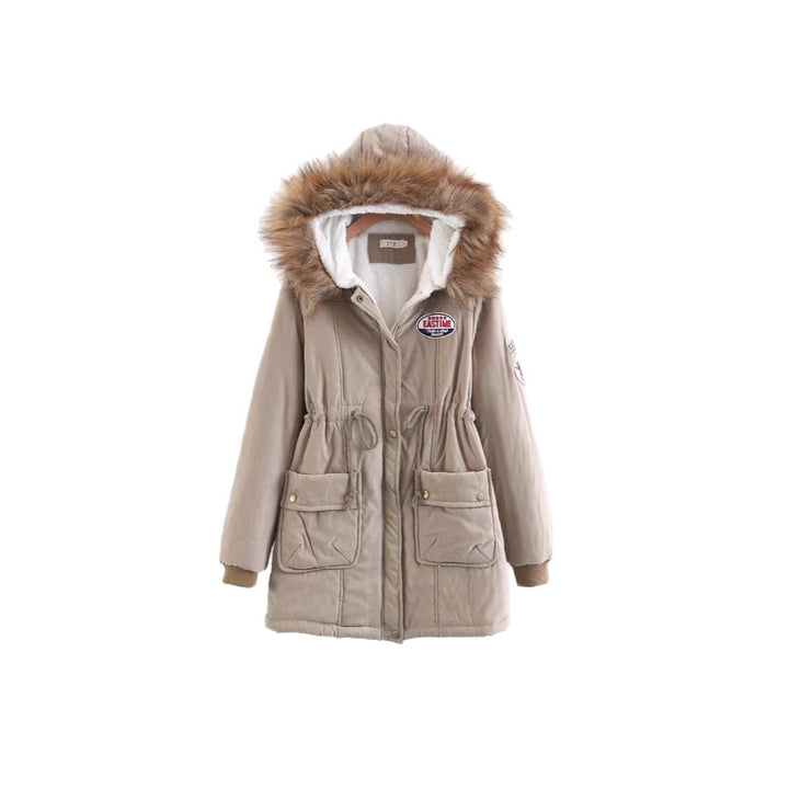 Damen Langer Utility-Parka mit Teddyfutter, Kapuze mit Kunstfell und Kordelzug Drune
