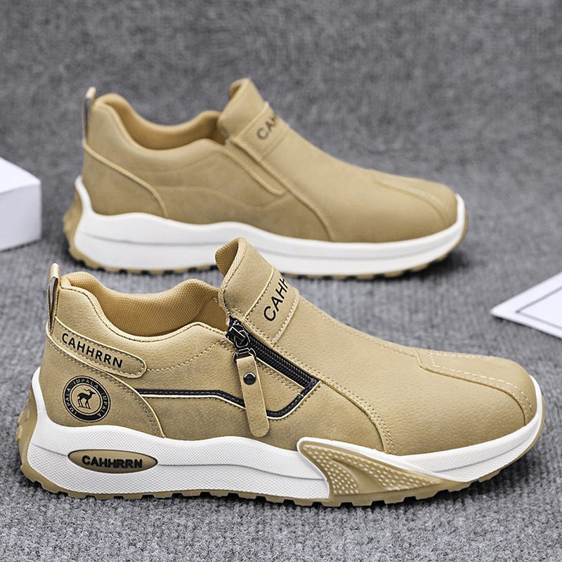 Herren robuste Outdoor-Sneaker mit seitlichem Reißverschluss, gepolstertem Knöchelkragen und griffiger Profilsohle Drune