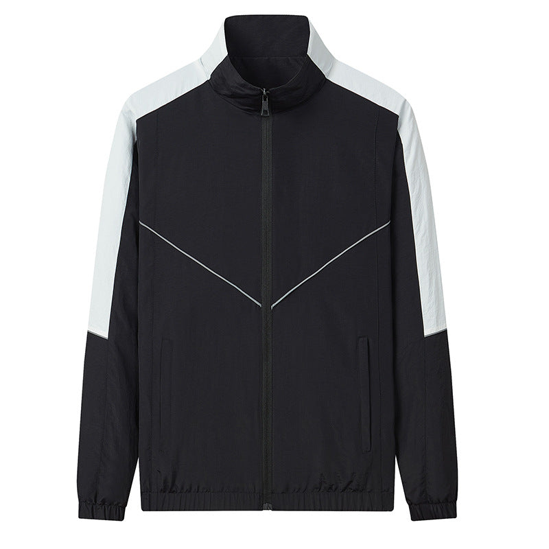 Herren Zweiteiliges atmungsaktives Nylon-Trainingsset mit Stehkragen und Kontrastpaneelen Drune