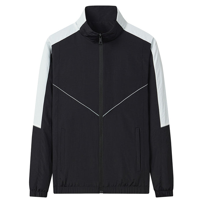 Herren Zweiteiliges atmungsaktives Nylon-Trainingsset mit Stehkragen und Kontrastpaneelen Drune