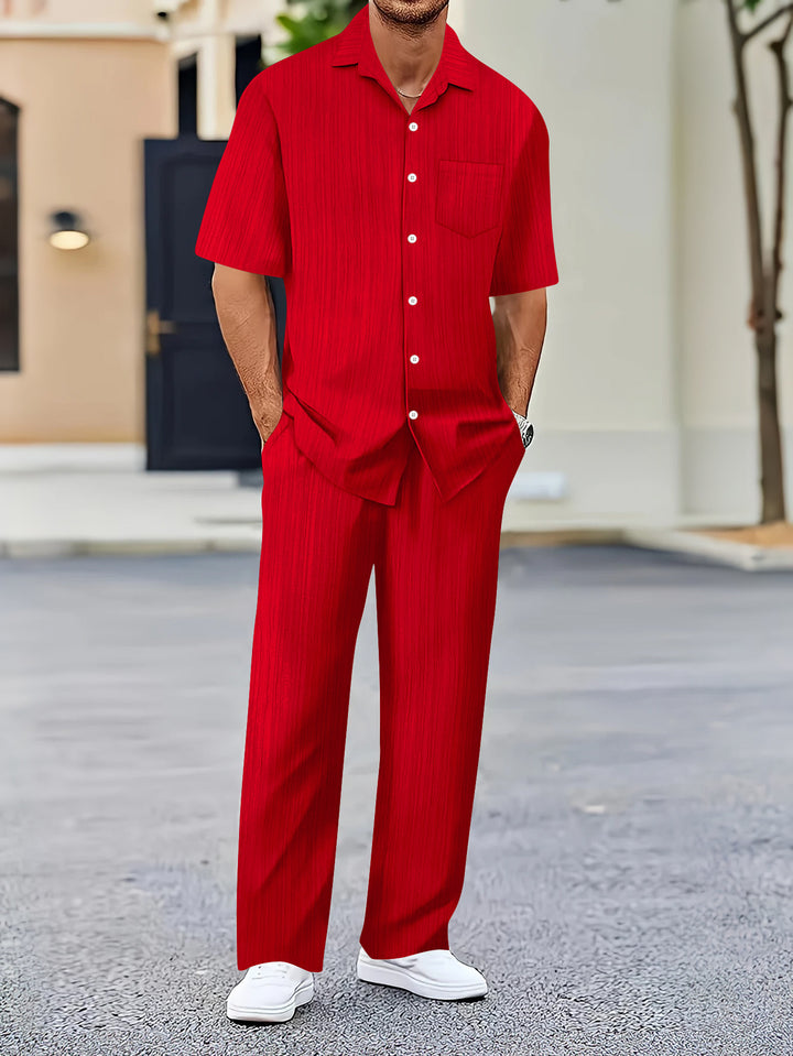 Herren Freizeitanzug mit eleganter Textur und praktischen Taschen Drune
