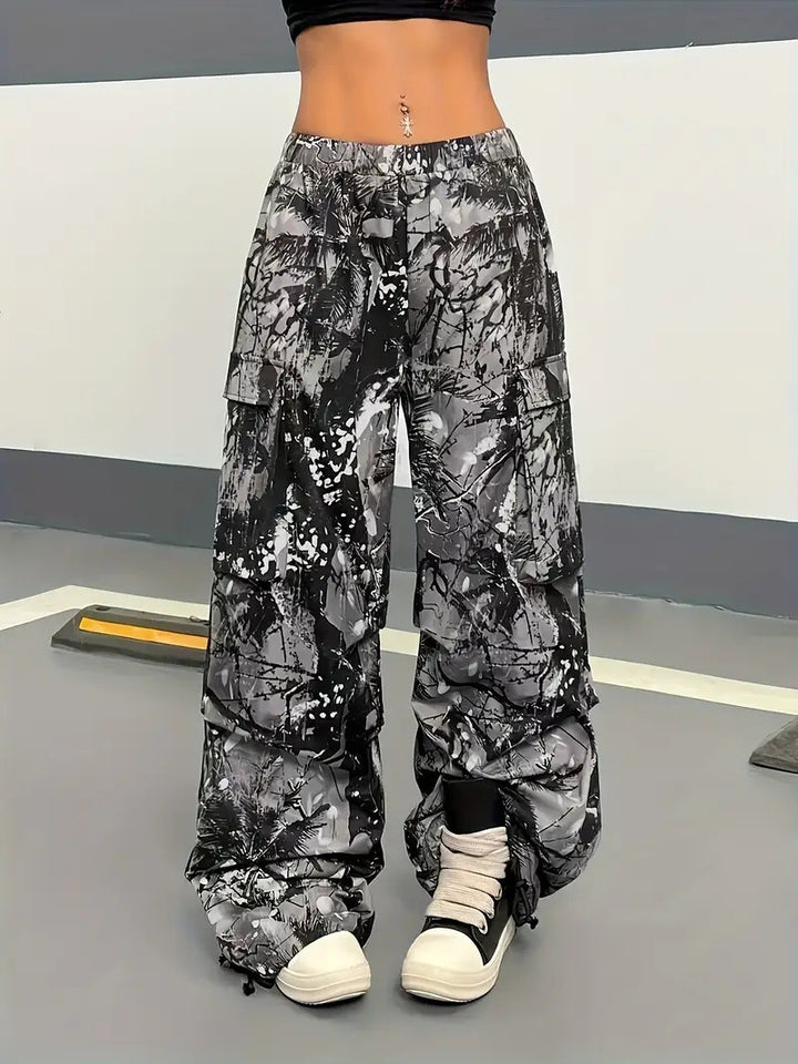 Damen Karierte Cargo-Hose mit niedrigem Schritt und praktischen Taschen Drune