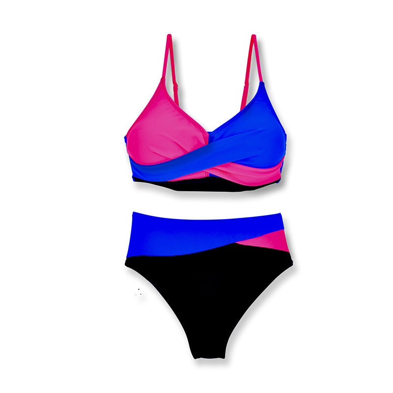Damen Hochtailliertes Bikini-Set mit Kreuzband-Design Drune
