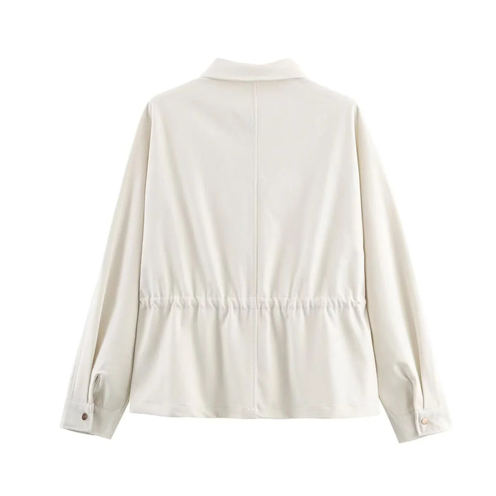 Damen nan leichte Hemdjacke mit Tunnelzug-Taille, durchgehendem Reißverschluss und aufgesetzten Brusttaschen Drune