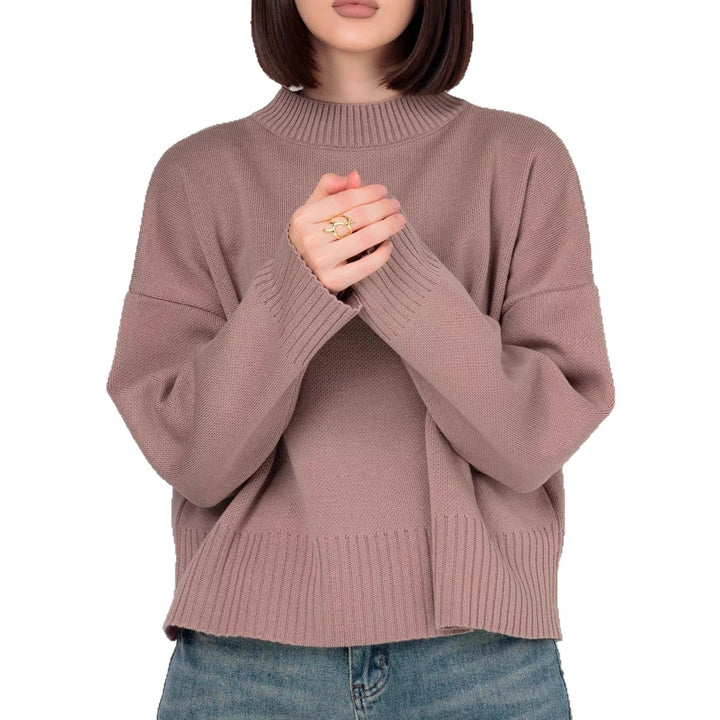 Damen Bequemer Strickpullover mit Rundhalsausschnitt