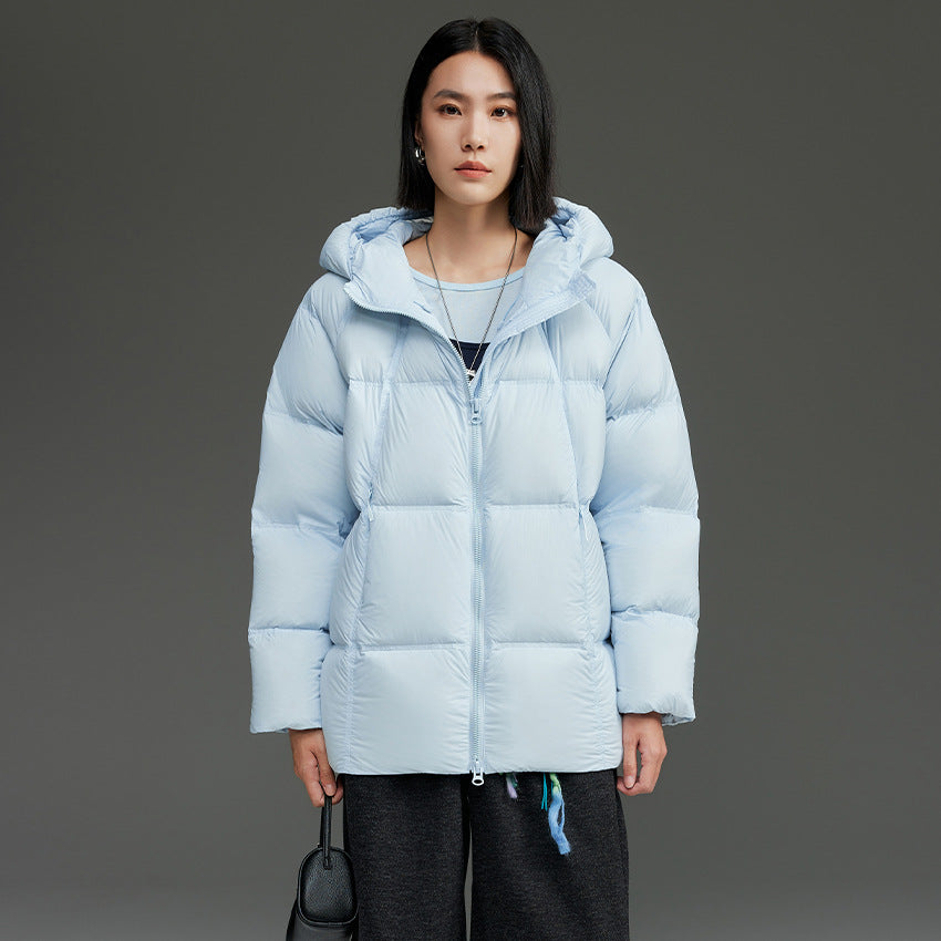 Damen Kurz geschnittene Boxy‑Steppjacke mit abnehmbarer Kapuze und Thermo‑Isolierung Drune